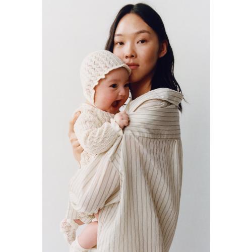 TEXTURED JUMPER AND BOTTOMS SET WITH COTTON AND MULBERRY SILK - Ecru | ZARA United States