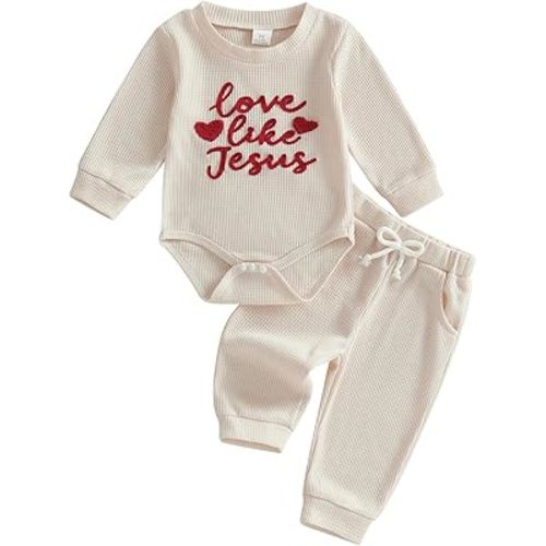 MERSARIPHY Newborn Baby Boy Fall Winter Clothes Mama's Boy Little Dude Outfit Embroidery Waffle Knit Romper Pants Sets