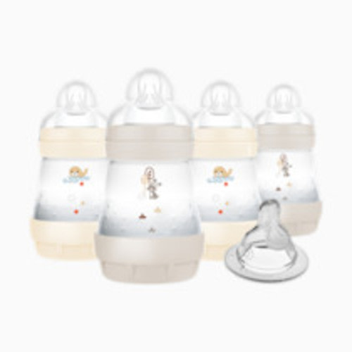MAM 5oz Easy Start Anti-Colic Baby Bottles, Slow Flow with Bonus Medium Flow Nipple, Reduces Colic, Gas, & Reflux, Easy-to-Clean, BPA-Free, Baby Bottles for Newborns, 0-3 Months