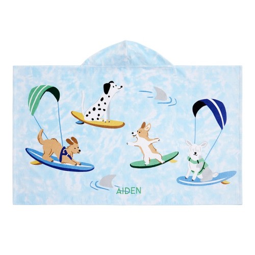 Tie Dye Surfing Dogs Kid Beach Hooded Towel UPF 50+