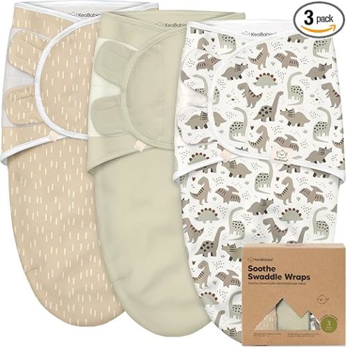 3-Pack Organic Baby Swaddle Sleep Sacks - Swaddles for Newborns, Infant 0-3 Months, Baby Girls, Boys, Soft & Snug Newborn Sleep Sack, Nursery Swaddling Blankets (Dino Ridge, OS)