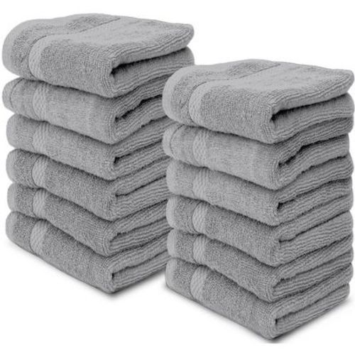 White Classic Luxury 100% Cotton Washcloths Set of 12 - 13x13"