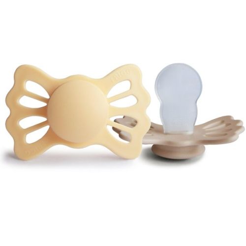 FRIGG Lucky Symmetrical Silicone Pacifier 2-Pack (6-18 Months) Pale Daffodil/Silky Satin 6-18 months