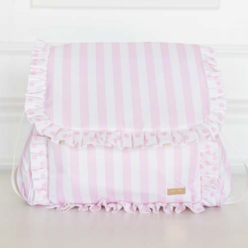 HOLLIS Polka Stripe Ruffled Nylon Diaper Bag – Hollis