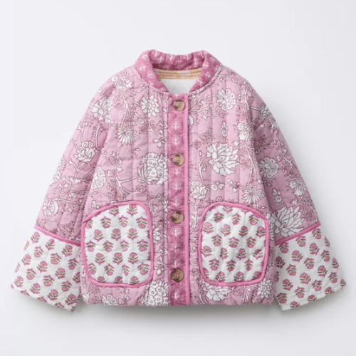 FLORAL PATCHWORK PADDED JACKET - Pink | ZARA United States