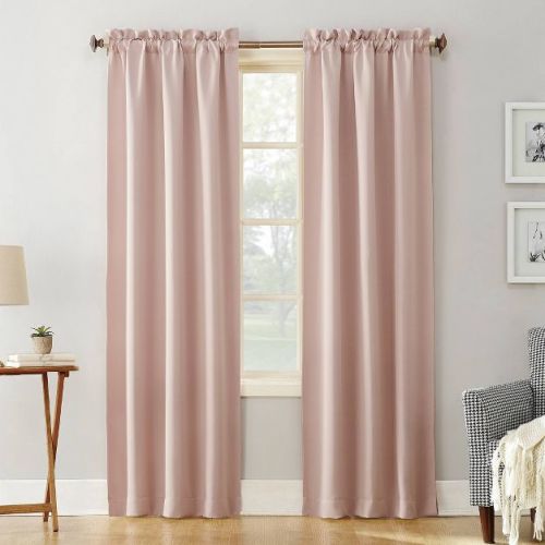 40"x84" Sun Zero Blackout Kenneth Energy Saving Rod Pocket Curtain Panel Blush: Thermal Insulated, Noise Reduction