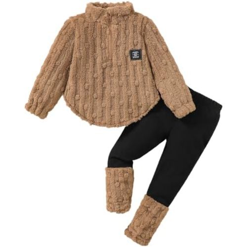 Jecson Toddler Girl Clothes Fleece Top and Jogger Pants Outfit Set 12M-4T