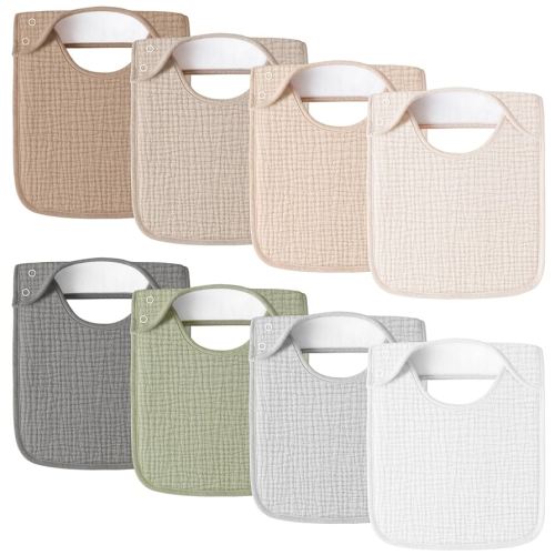Muslin Baby Bibs for Boys Girls, 8-Pack Soft Cotton Adjustable Drool Bibs Set for Toddler,Newborn,Infant 0-24 Months (Grey)