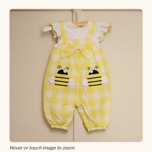 Infant 2 Piece Bee Pocket Yellow Check Bow Jumper