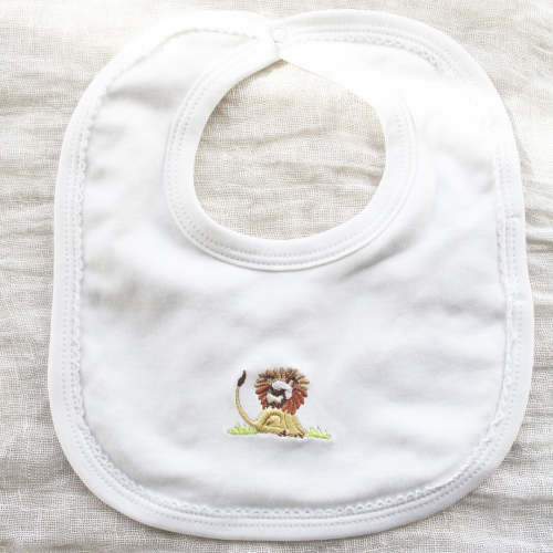 Pima Cotton Baby Bib With Lion