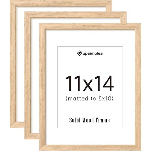 upsimples 11x14 Picture Frame Solid Wooden, Nursery Wall Frames Set of 3