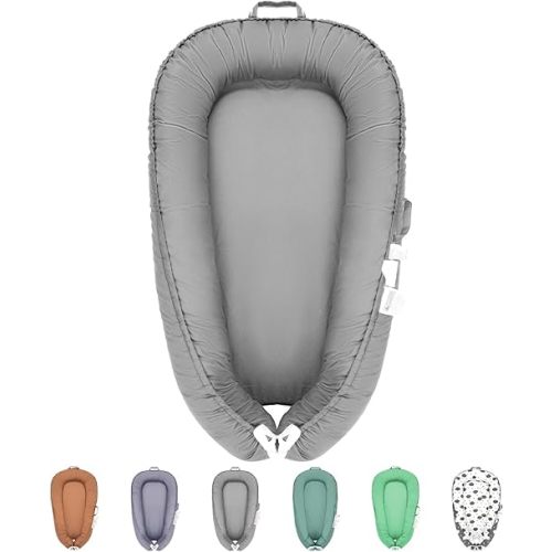 Baby Lounger - Baby Lounger for Newborn 0-24 Months, Baby Nest Breathable 100% Cotton Cover Adjustable Portable Infant Lounger,Baby Essentials and Gifts