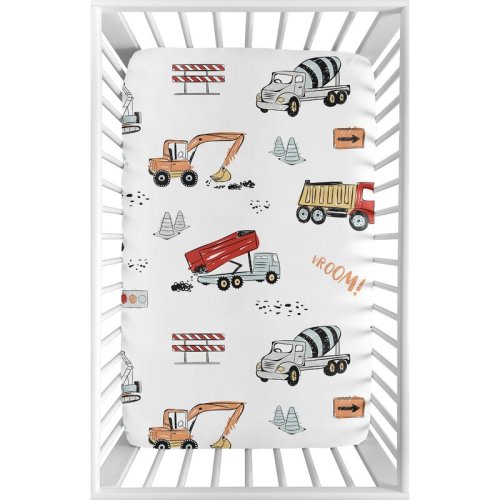Sweet Jojo Designs Construction Truck Mini Fitted Crib Sheet & Reviews | Wayfair