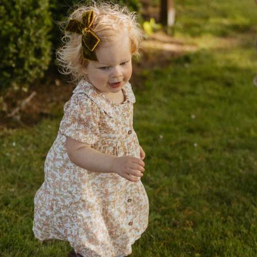 Organic Puff Sleeve Collar Dress - Tuscan Bloom