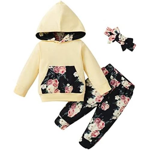 Newborn Baby Girl Clothes Outfits Infant Hoodie Sweatshirt Pants Headband Toddler Girl Clothing Set