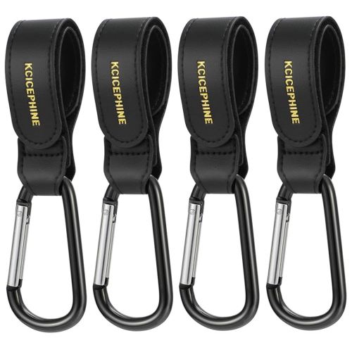4Pack Universal Baby Stroller Hooks Clips for Hanging Bags and Shopping,Convenient Stroller Straps Accessories Perfect for Uppababy, Babyzen Yoyo, Britax, Bugaboo, Bob, Buggy, Shopping Cart（Black）