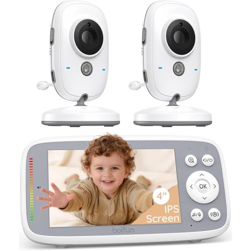 Boifun No WiFi Baby Monitor Camera&Audio, 4" 720P IPS Screen,2 Cameras