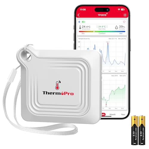 ThermoPro Bluetooth Thermometer Hygrometer, 260FT Range Temperature Sensor Greenhouse Thermometer, Remote App Control Temperature and Humidity Monitor with 2-Year Data Logging Export (TP351)