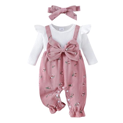 YINGISFITM Newborn Baby Girl Clothes Long Sleeve Romper One Piece Jumpsuit Fall Winter Infant Outfits 0 3 6 9 12 18 Months