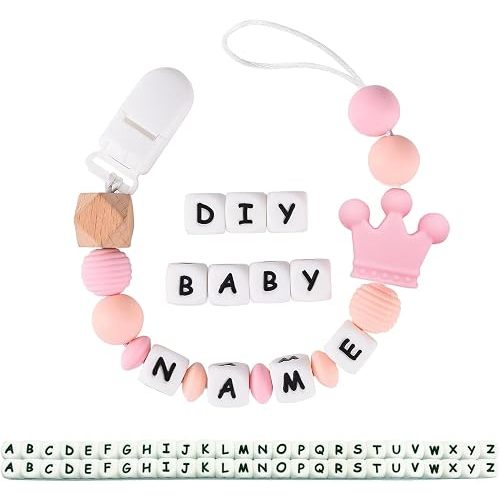 Personalized Pacifier Clip for Boys and Girls, 2 Sets of 26 Letters