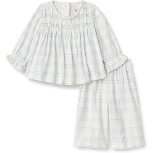 Amazon Essentials x Sofia Grainge Unisex Toddlers and Babies' Long Sleeve Flannel Set with Smocked Bodice, Lace Trim