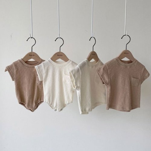 Baby Solid Color Ribbed Pocket Bodysuit