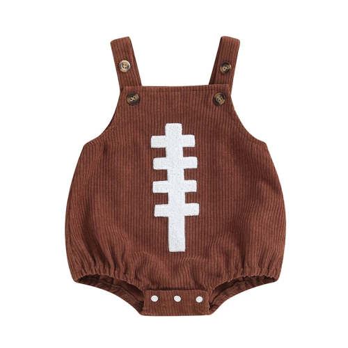 Baby Boys Girls Corduroy Overalls Sleeveless Football Embroidery Rompe – August + Willow