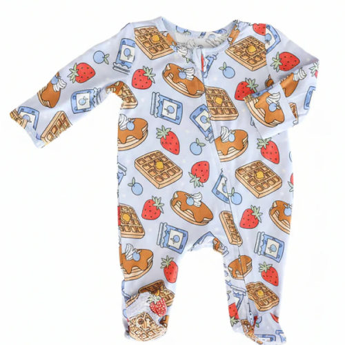 Sweet Stacks One-Piece Footie in Blue | Caden Lane 3-6 months