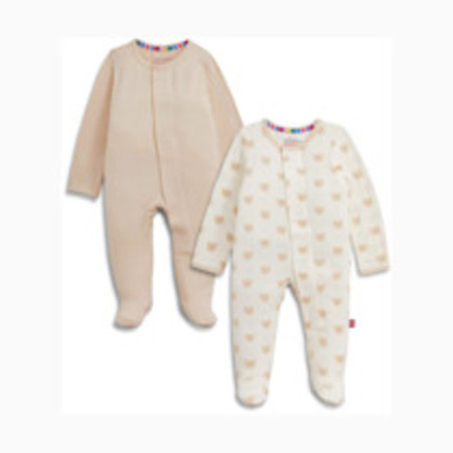 Magnetic Me Modal Magnetic Footie (2 Pack) - Tan/Bear, Newborn