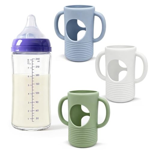 3Pack Silicone Sleeve for Lansinoh Glass Bottles 8oz with M Flow Nipples