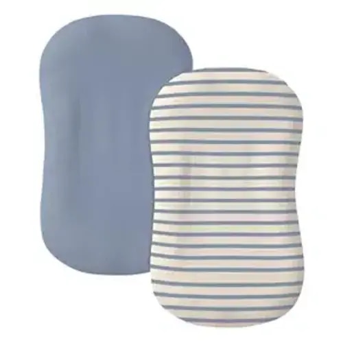 guruixu Muslin Baby Lounger Cover 2 Pack, 100% Cotton Soft & Breathable Infant Replacement Slipcover, Compatible with Snuggle Me Newborn Lounger (Tradewinds,Blue Stripe)