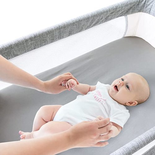 Biloban Bassinet Sheets Compatible with RONBEI Baby Bassinet Bedside Sleeper,100% Organic Cotton, 2 Pack, Ultra Soft Bassinet Sheet for Baby, Grey - for RONBEI Baby Bassinet Bedside Sleeper