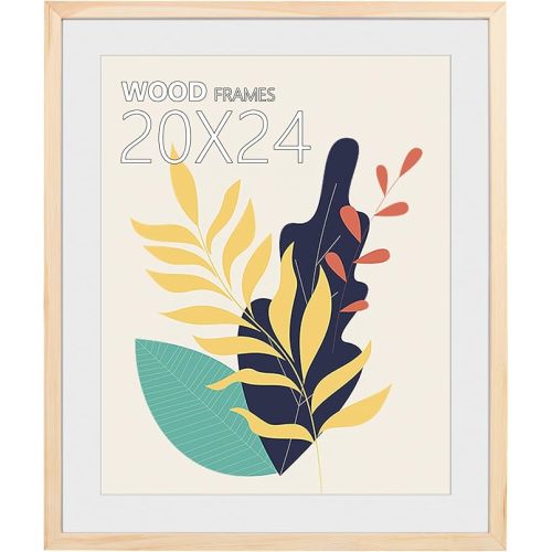 A1 Poster Frame,23.4x33.1 Natural Soild Wood Picture Frames with Polished Plexiglass,Easy to Hang,Display Picture A1 without Mat or A2 with Mat for Wall Mounting Horizontally and Vertically (Natural)