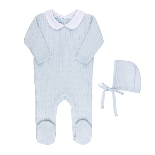 Boys Peter Pan Cable Knit Romper & Bonnet