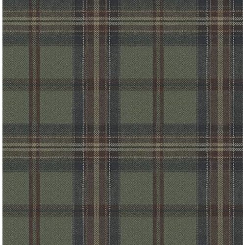 NextWall Harry & Grace Herringbone Plaid Premium Matte Non-Woven Peel and Stick Wallpaper (Adobe & Antique Green)