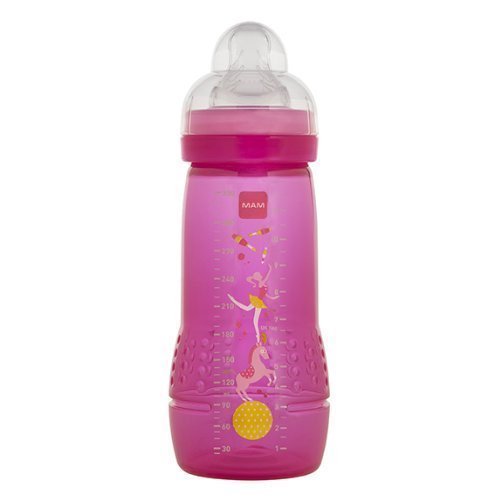 MAM Easy Active Baby Bottle 2 Pack, 11oz, BPA Free, Fast Flow Silicone Nipple, Anti-Slip Grip, Leak-Proof, 4+ Months, Purple Iris