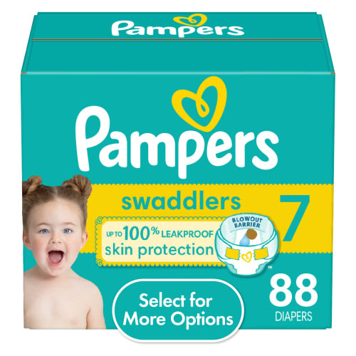 Pampers Swaddlers Active Baby Diaper, Size 7, 88 Count, Dry and Leak-Proof