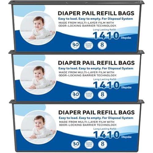 Diaper Pail Refills Bags,Compatible with Genie Easy Roll Diaper Pails 3pack