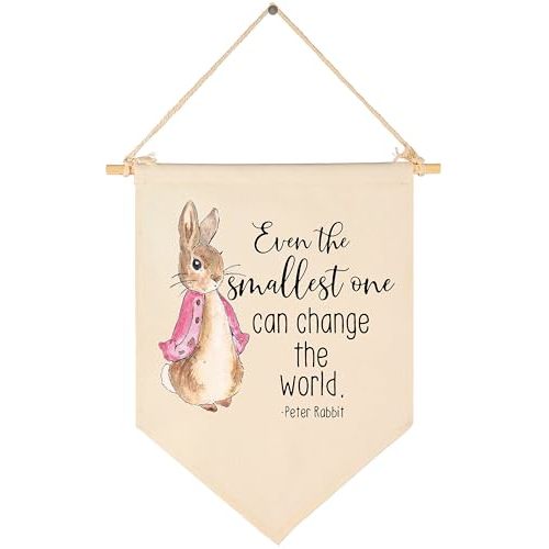 Girls Gifts-Even the Smallest One Can Change the World -Canvas Hanging Flag Banner Wall Sign Decor Gifts for Baby Kids Girls Nursery Teen Room Front Door