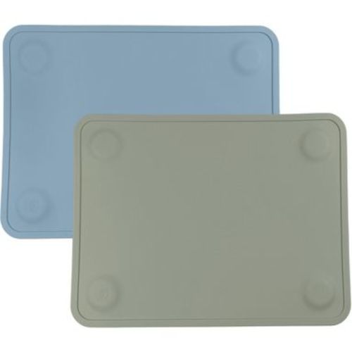 WeeSprout Silicone Suction Placemats for Babies, Toddlers & Kids - Small, 2 Pack (Matte Blue & Green)