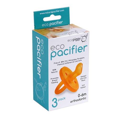Ecopiggy Ecopacifier Orthodontic Natural Pacifier (3 Pack) 0-6 Mos - 3 Count (Pack of 1)