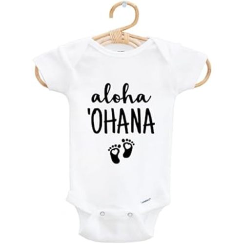 Aloha 'Ohana Baby Bodysuit, Hawaii Themed Pregnancy Announcement to Family Bodysuit, Hello Family Hawaiian Baby Announcement, Coming Home Outfit, Size 0-3 Months