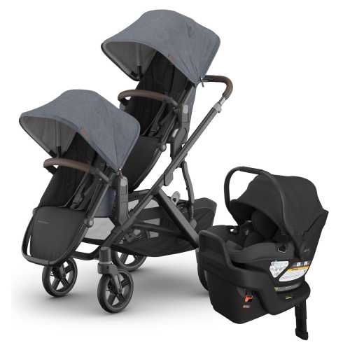 UPPAbaby Vista V3 Double Stroller with RumbleSeat V3 + Aria V2 Travel System Bundle - Julian / Jake