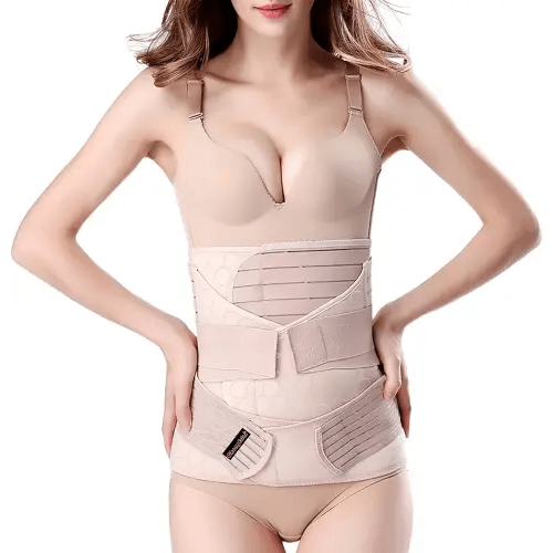 ChongErfei Postpartum Support Recovery Belly Wrap Waist/Pelvis Belt Body Shaper Postnatal Shapewear (Beige, XXL)