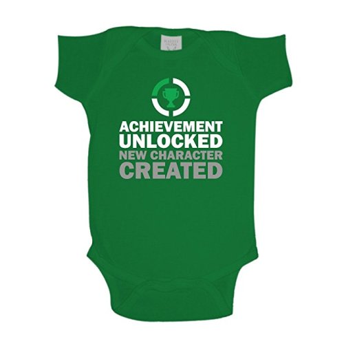 Achievement Unlocked New Character Created Baby One Piece or Toddler T-Shirt - Kelly Green