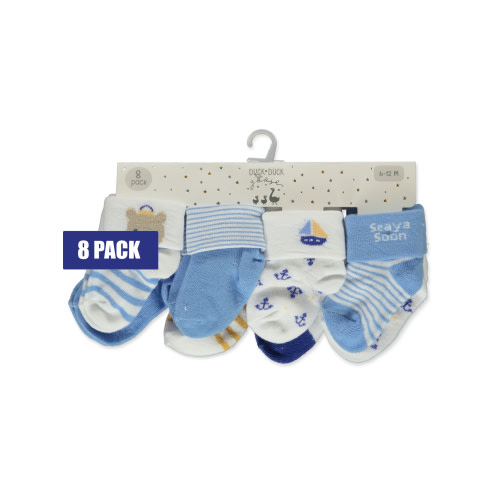 Duck Duck Goose Baby Boys' 8-Pack Cuffed Socks