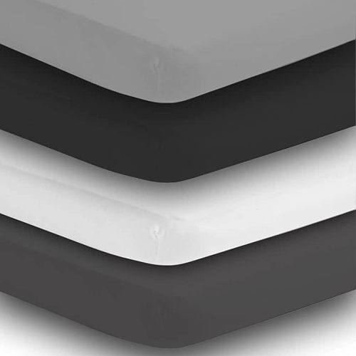 Amazon.com: BaeBae Goods Crib Sheets for Baby Boys and Girls, 4 Pack, Soft and Breathable Jersey Knit Fitted Sheet Set, Cute Gender Neutral Nursery Mattress Bedding, Universal Fit (Solid Greys) : Baby