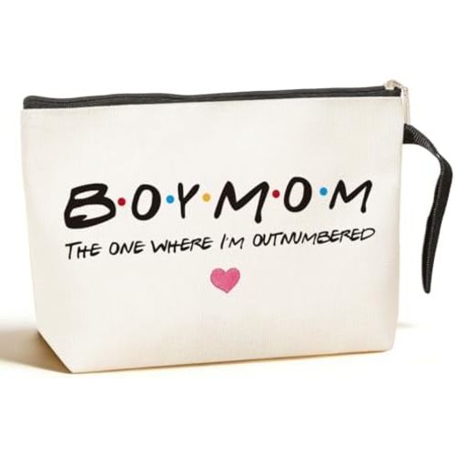 Jztco Boy Mom, Baby Shower Gifts for Moms First Time, Christmas Birthday Unique Thanksgiving Funny Mothers Day, New Moms to Be - Boy Mom The One Where I'm Outnumbered Makeup Bag