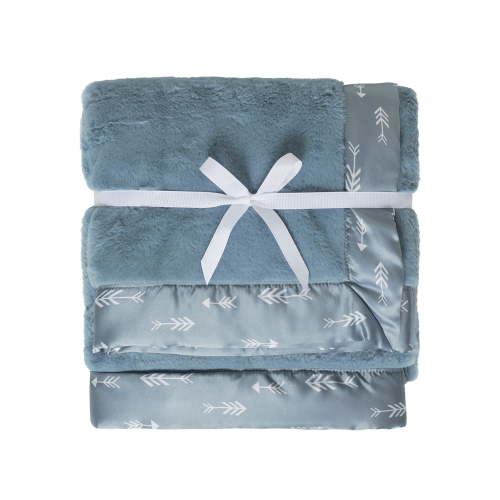 Modern Moments by Gerber Baby & Toddler Boy Plush Blanket with Satin Trim, Blue Arrows