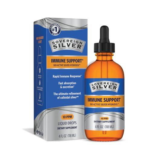 Sovereign Silver Immune Support, Colloidal Silver, 4 fl oz (118 mL) | Bio-Active Silver Hydrosol, 10 ppm, Liquid Dropper